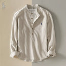 Men’s Cotton & Linen Grandad Collar Shirt